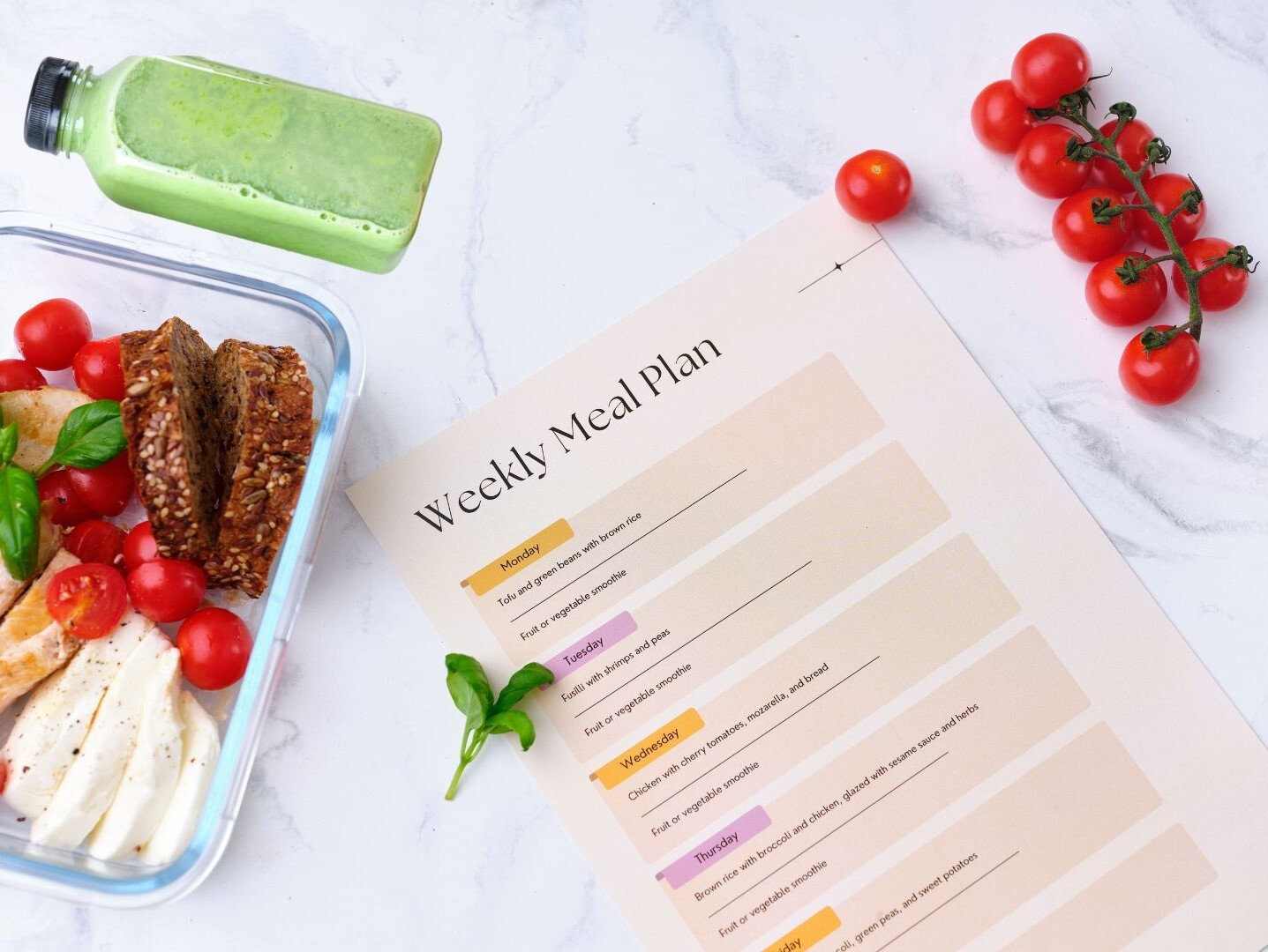 weekly meal planning with versatile ingredients checklist